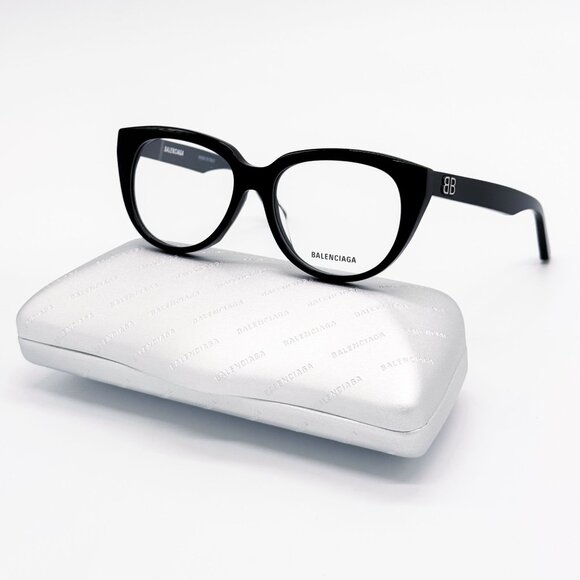 NEW BALENCIAGA EYEGLASSES BB0131O 001 ROUND OVAL BLACK WOMEN EYEWEAR BALENCIAGA - Picture 1 of 9